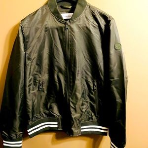 CALVIN KLEIN MEN STRIPED FULL ZIP BOMBER JACKET